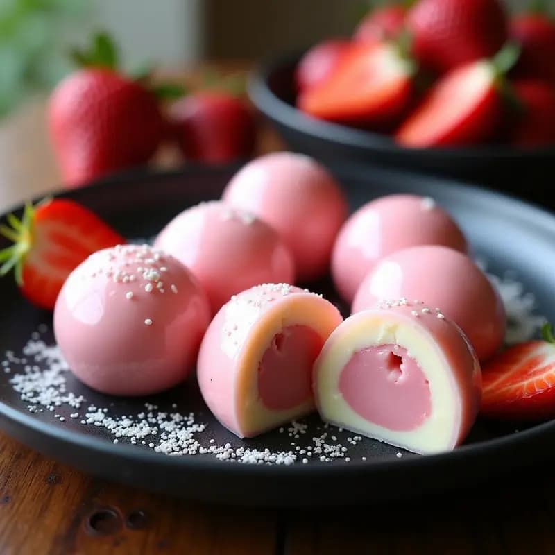 Mochi de Fresa y Cream Cheese: Postre Japonés Sin Horno en Microondas