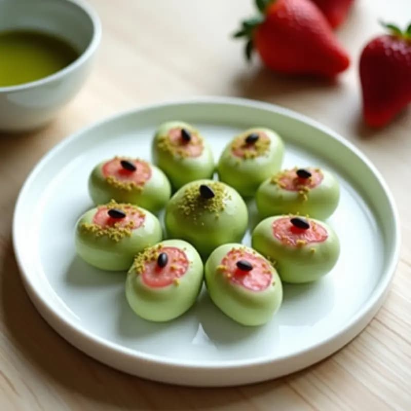 Mochi Japonés de Fresa y Matcha: Postre Tradicional y Dúo de Sabores