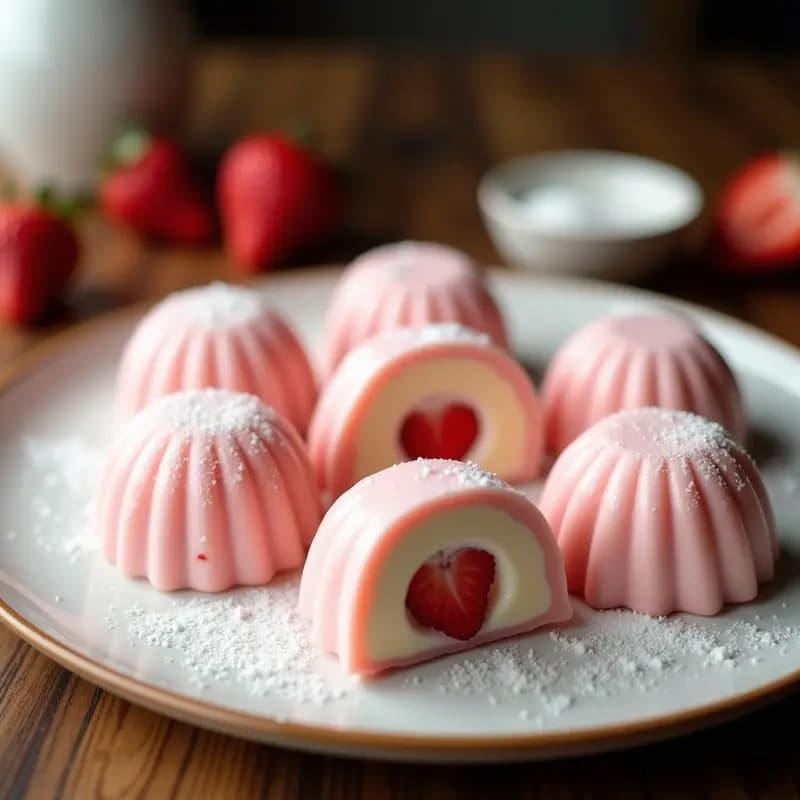 Mochi de Fresa y Queso Philadelphia: Postre Japonés en Microondas Sin Azúcar
