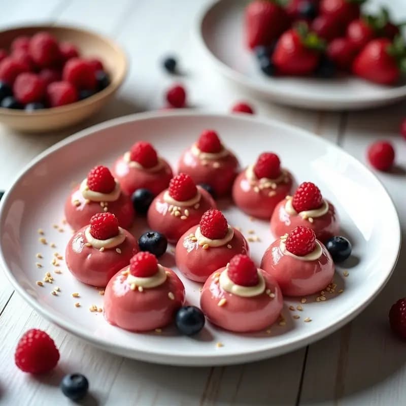 Mochi de Frutos Rojos y Queso Crema Vegano: Postre Japonés con Toque Moderno