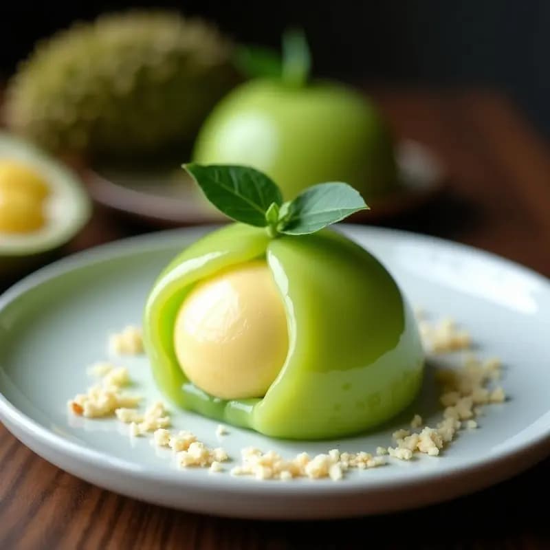 Mochi Helado de Durian y Pandan: Postre Asiático Exótico Sin Azúcar