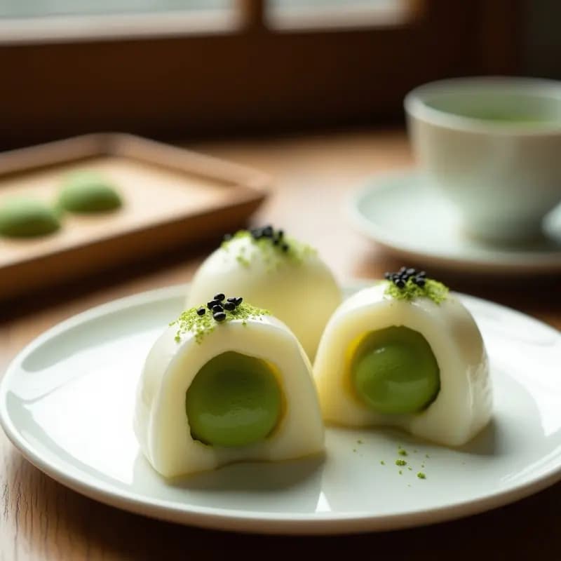 Mochi Japonés Relleno de Helado de Matcha: Postre Tradicional y Esponjoso en 20 Minutos