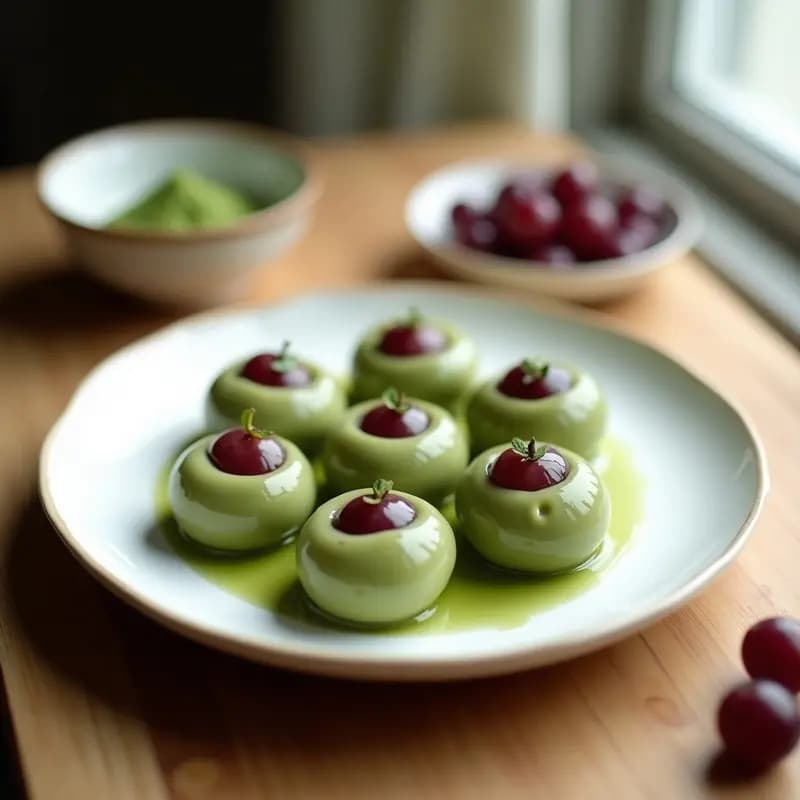 Mochi Japonés de Uva y Té Verde: Postre Glutinoso y Dessert Saludable
