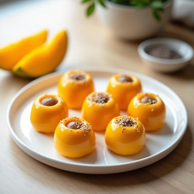 Mochi de Mango y Chía: Postre Japonés Sin Gluten y Sin Azúcar