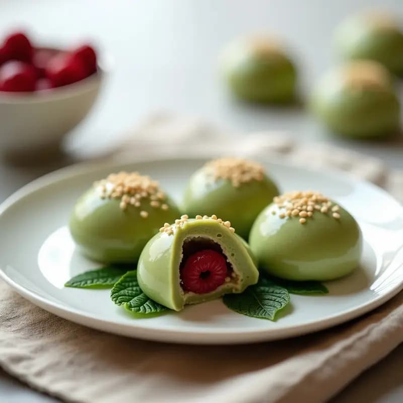 Mochi de Matcha y Arándanos Rojos: Postre Japonés Antioxidante y Sin Azúcar