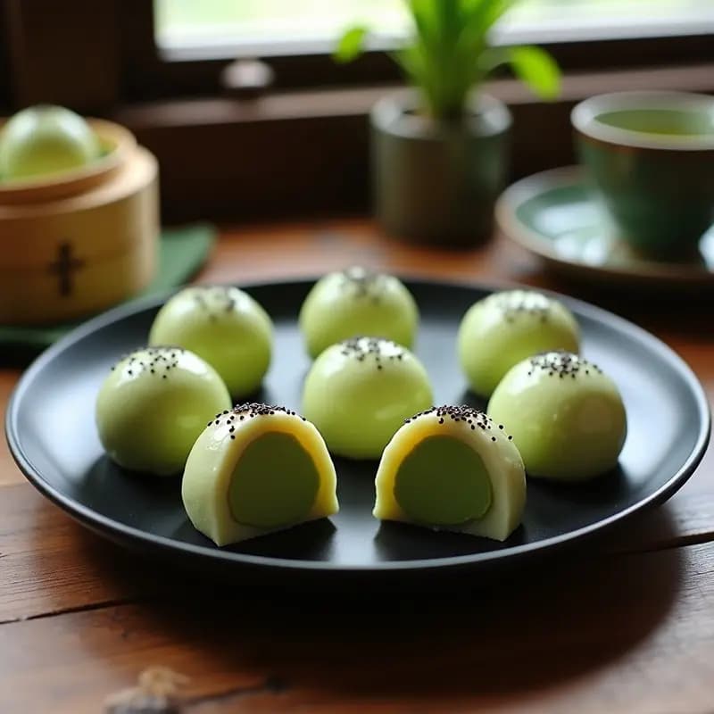 Mochi de Matcha y Crema de Wasabi: Postre Japonés Fusion Picante