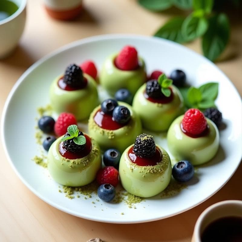 Postre de Mochi Relleno de Matcha y Frutos Rojos: Receta Japonesa Sin Horno en 15 Minutos