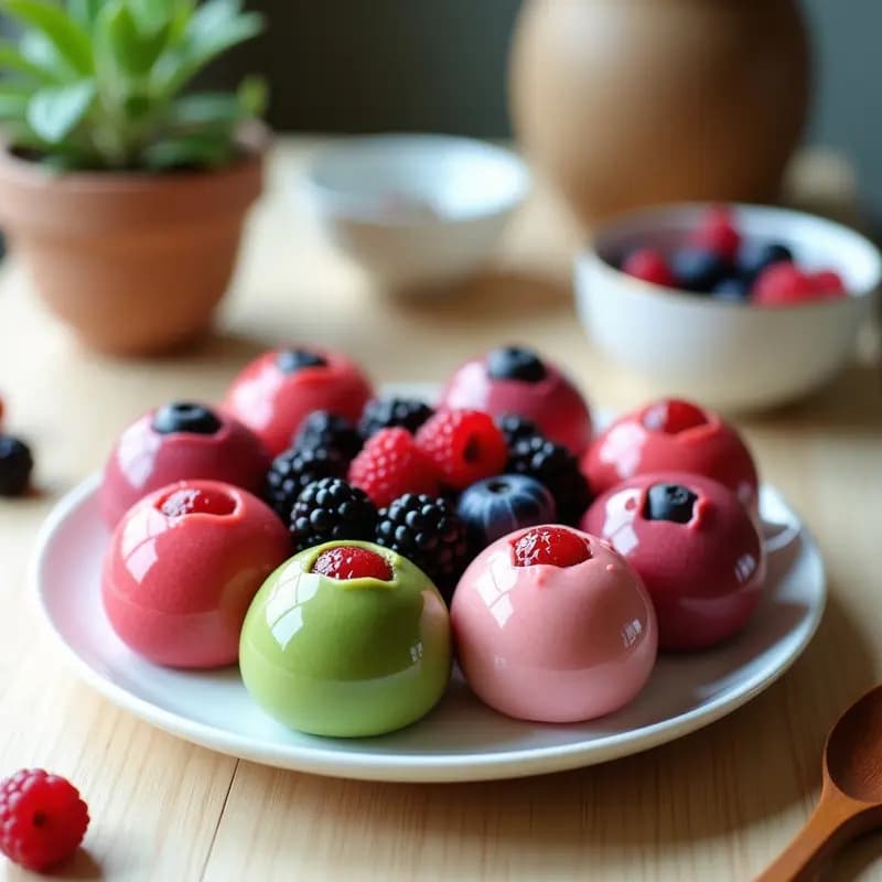 Mochi de Matcha y Frutos Rojos: Postre Japonés Sin Gluten ni Lácteos