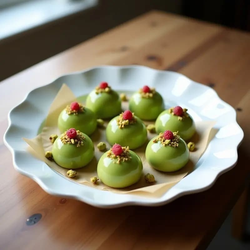 Mochi de Pistacho y Frambuesa: Postre Japonés Sin Gluten y Sin Lactosa