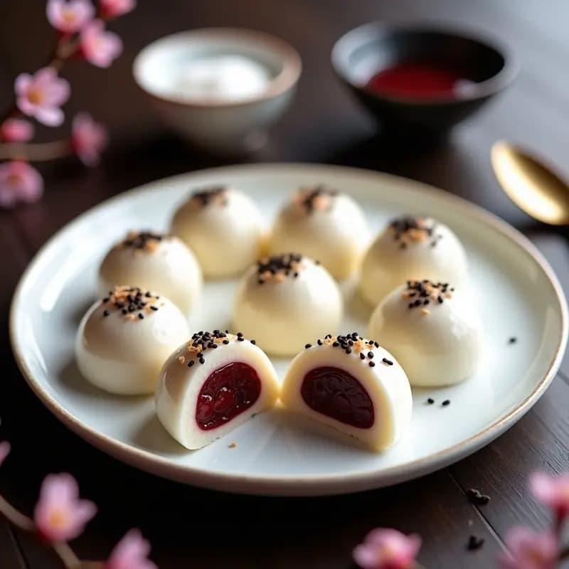 Mochi de Red Bean y Chocolate: Postre Japonés Tradicional con Relleno Sorpresa