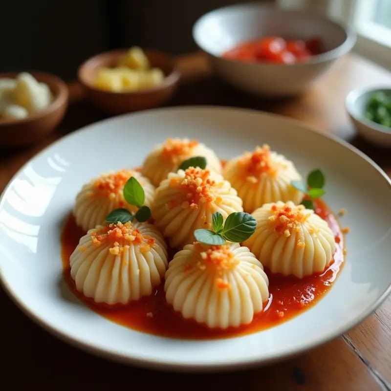 Mochi de Red Bean Paste y Hojitas de Oro Comestibles: Postre Japonés de Alta Cocina