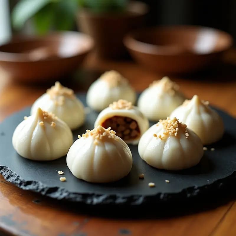 Mochi Relleno de Paste de Feijoada: Postre Brasileño-Japonés con Toque Salado-Dulce