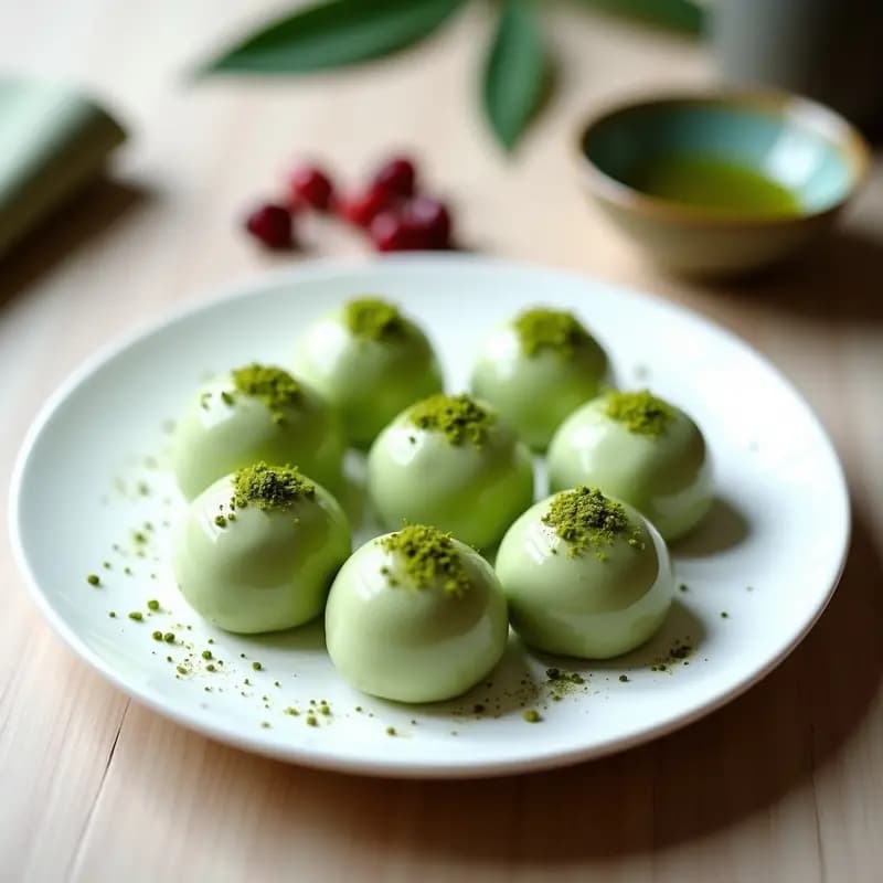 Mochi de Té Verde y Arándanos: Postre Japonés Sin Horno ni Azúcar Refinado
