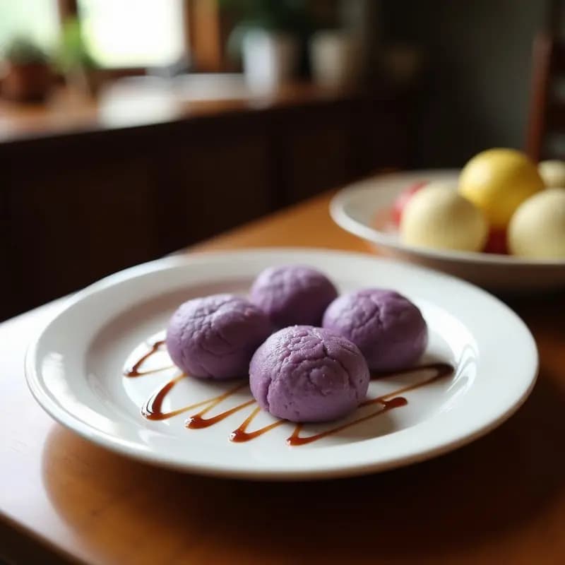 Mochi de Ube y Coco: Postre Filipino-Morado Sin Horno con Relleno de Crema