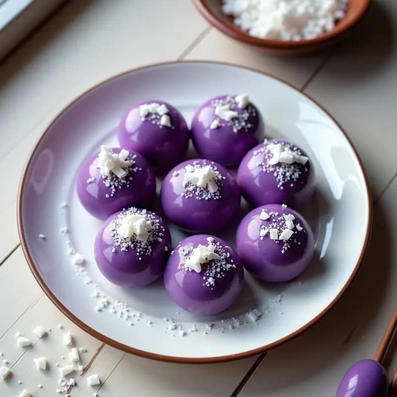 Mochi de Ube y Coconut: Postre Japonés Sin Horno con Toque Morado