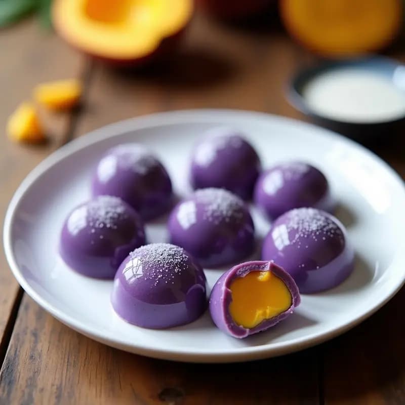Mochi de Ube y Mango: Postre Filipino Sin Gluten y con Textura Esponjosa