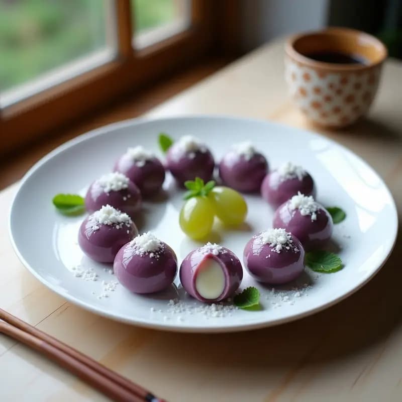Mochi de Uva y Queso Crema: Postre Japonés-Brasileño Innovador y Sin Horno
