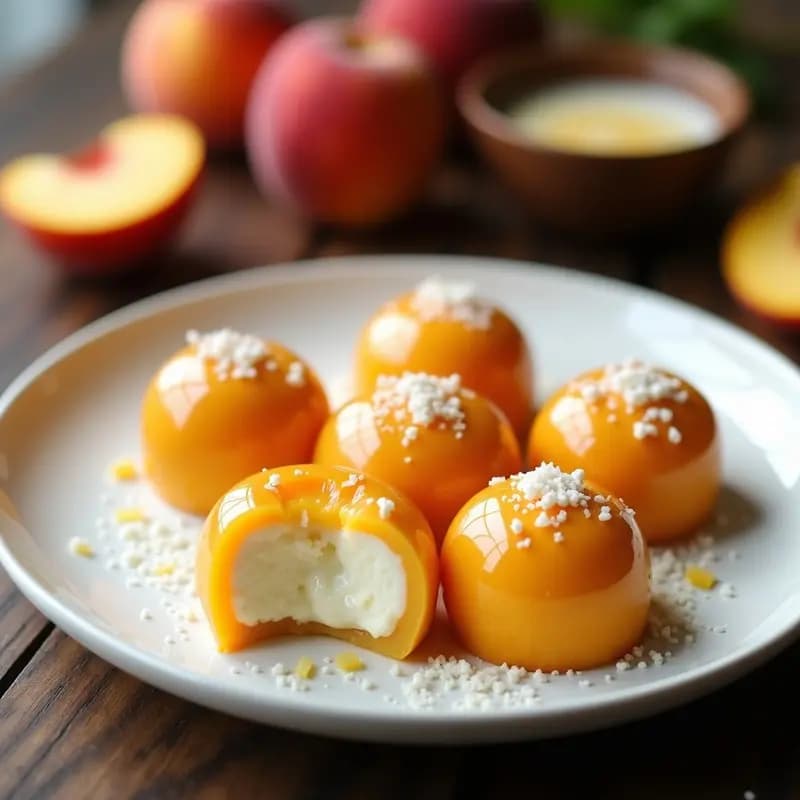 Mochiapon de Durazno y Queso Crema: Postre Japonés-Peruano en Microondas