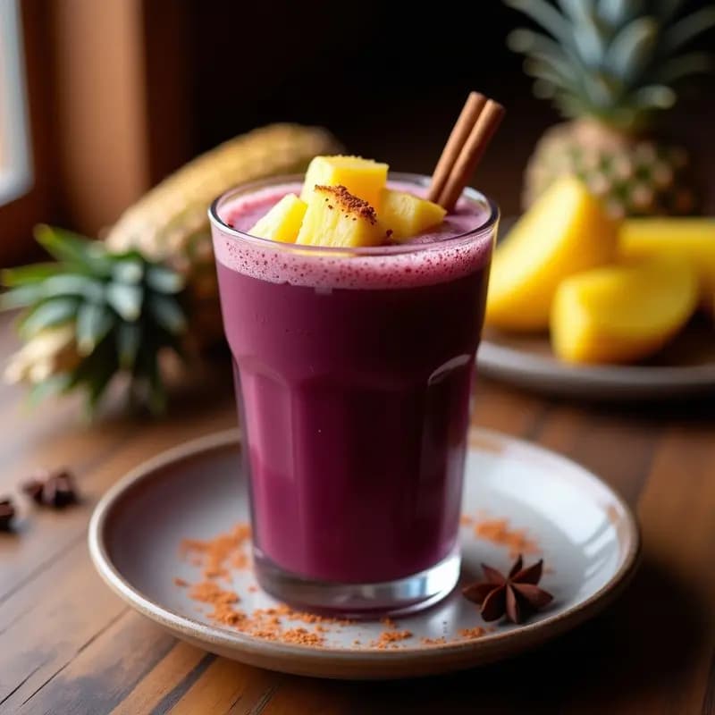 Mochica Peruana: Bebida Antiguas de Maíz Morado y Piña con Especias