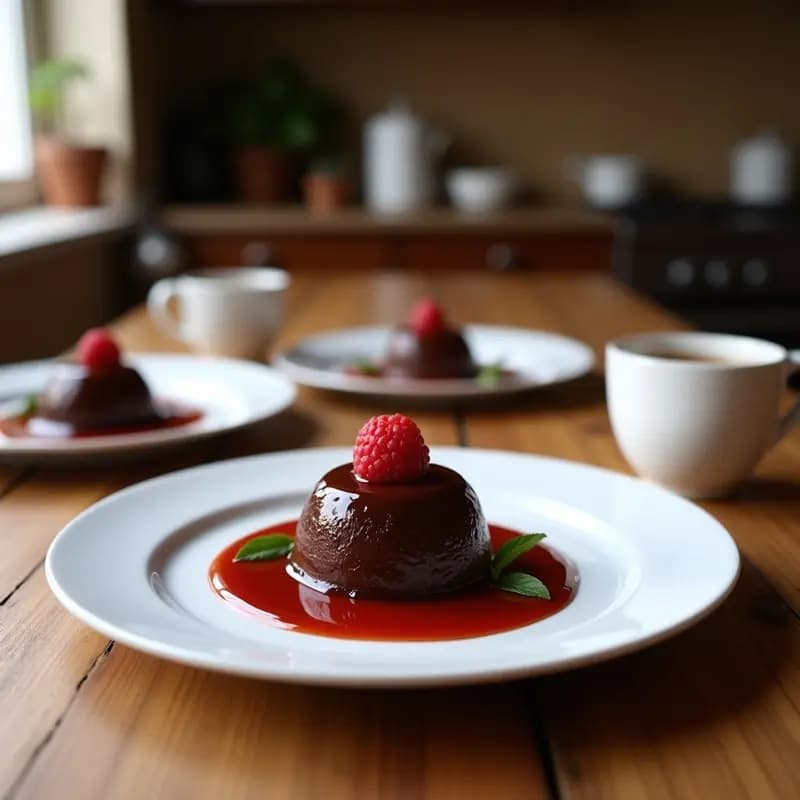 Moelleux au Chocolat con Corazón Líquido de Frambuesa: Postre Francés Keto en 15 Minutos