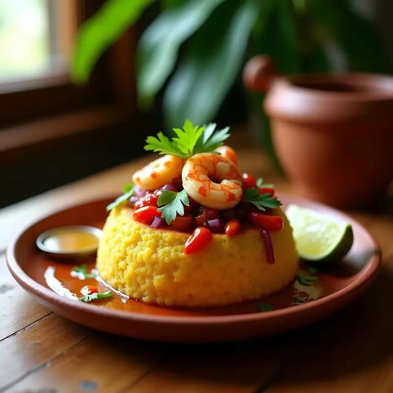 Mofongo Puerto Riqueño con Camarones y Ajo: Receta en Mortero Sin Gluten