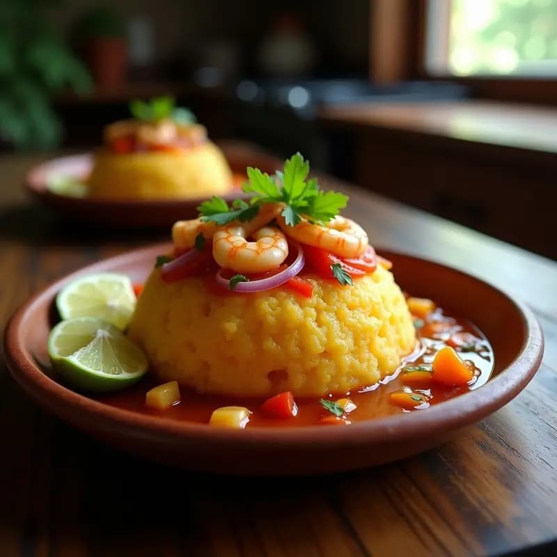 Mofongo con Camarones en Salsa Criolla: Receta Puertorriqueña en Olla Exprés