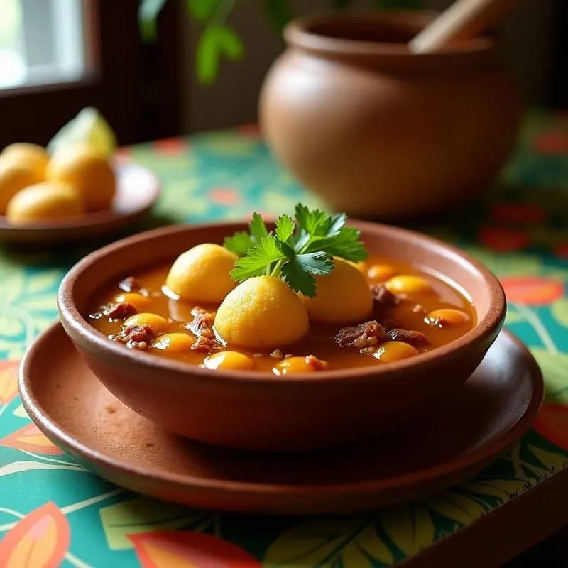 Mofongo Puertorriqueño con Camino y Caldo de Pollo: Receta Caribeña en Mortero