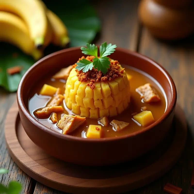 Mofongo Puertorriqueño con Chicharrón y Caldo de Pollo: Receta Auténtica y Reconfortante