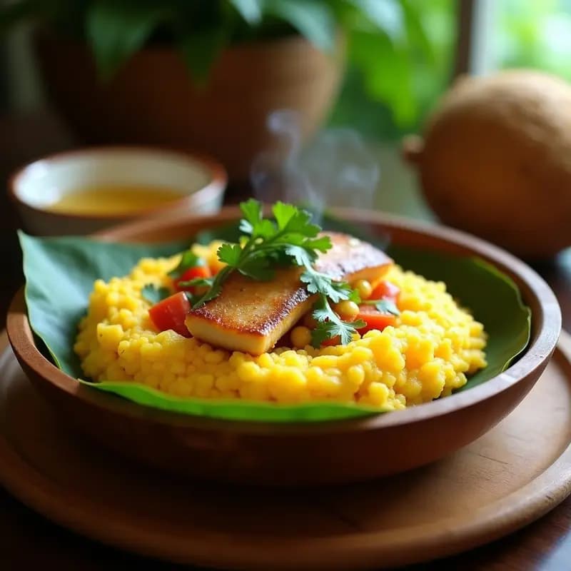 Mofongo de Ñame y Bacalao Ahumado: Receta Puertorriqueña en Olla Exprés