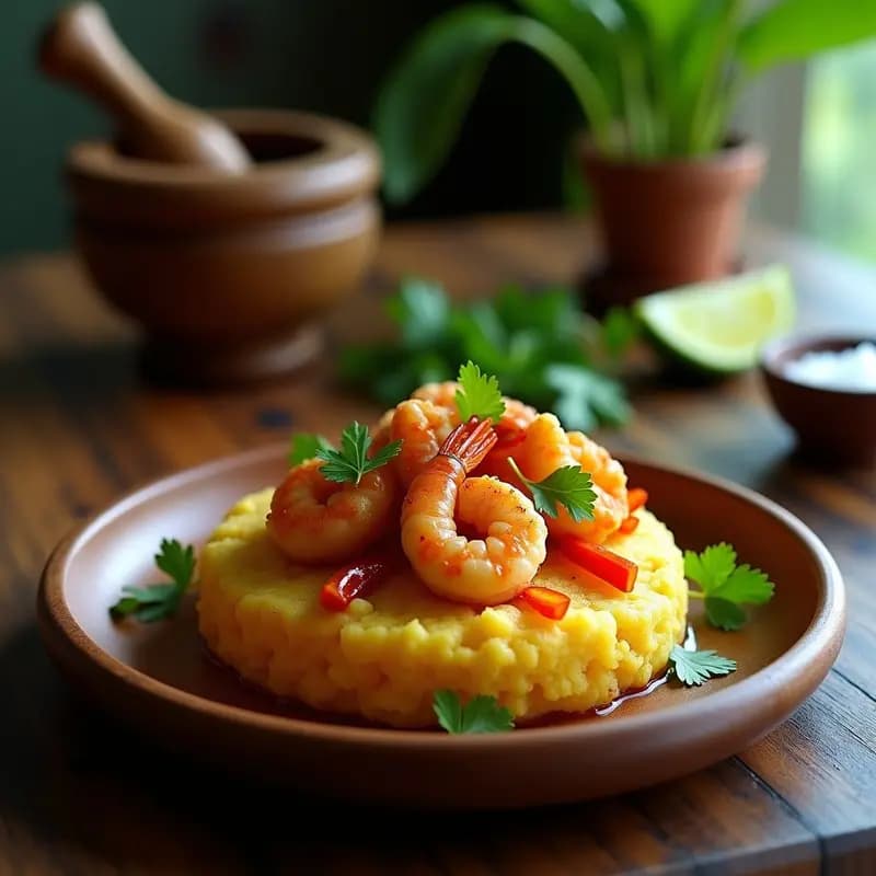 Mofongo de Ñame con Garlic Shrimp Vegano de Konjac: Receta Puertorriqueña Baja en Carbohidratos
