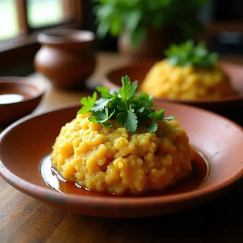 Mofongo Puertorriqueño de Plátano Verde y Bacalao de Coliflor: Receta Vegana en Mortero