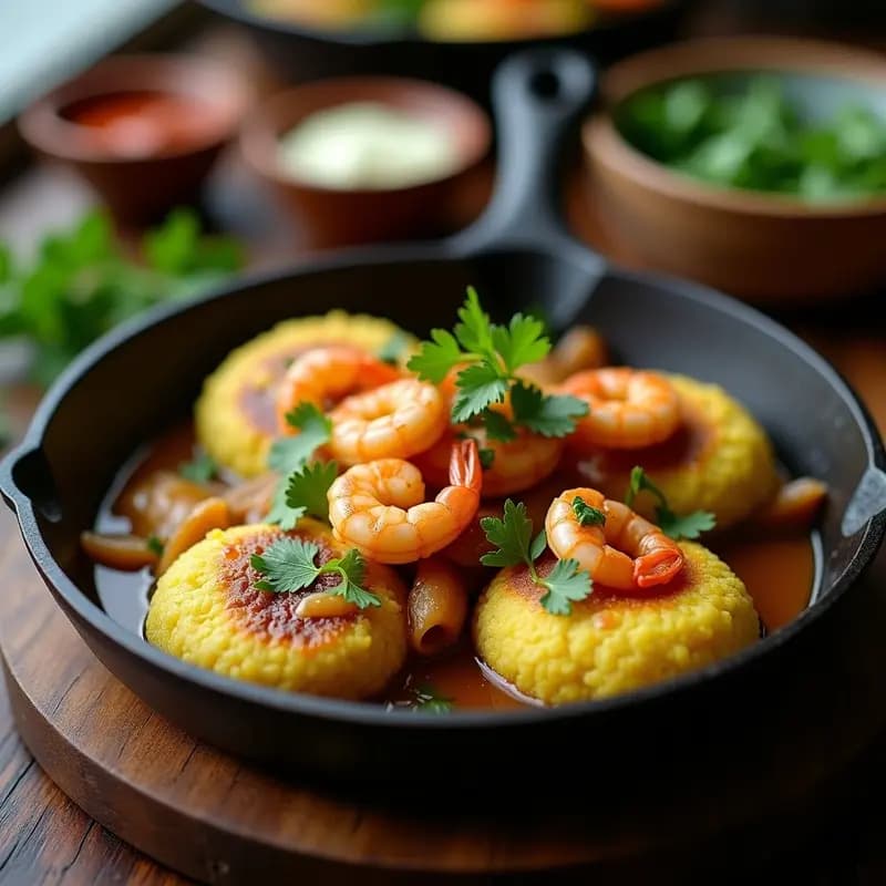Mofongo de Plátano Verde con Garnelos: Receta Puertorriqueña Crujiente en Sartén