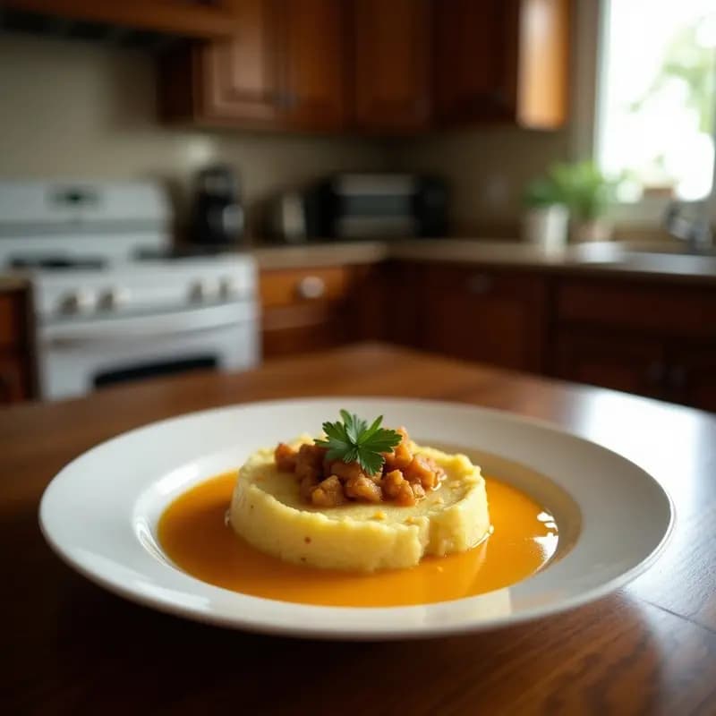 Mofongo Puertorriqueño: Puré de Plátano con Chicharrón y Ajo en Mortero