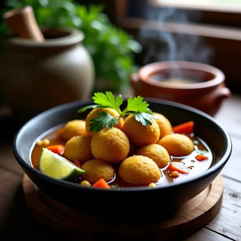 Mofongo Puertorriqueño con Garbanzos: Receta Vegana en Mortero con Caldo de Vegetales