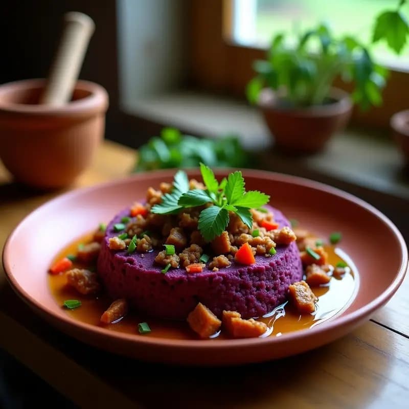 Mofongo de Yautía y Chorizo Vegano: Receta Puertorriqueña Sin Gluten y Sin Carne