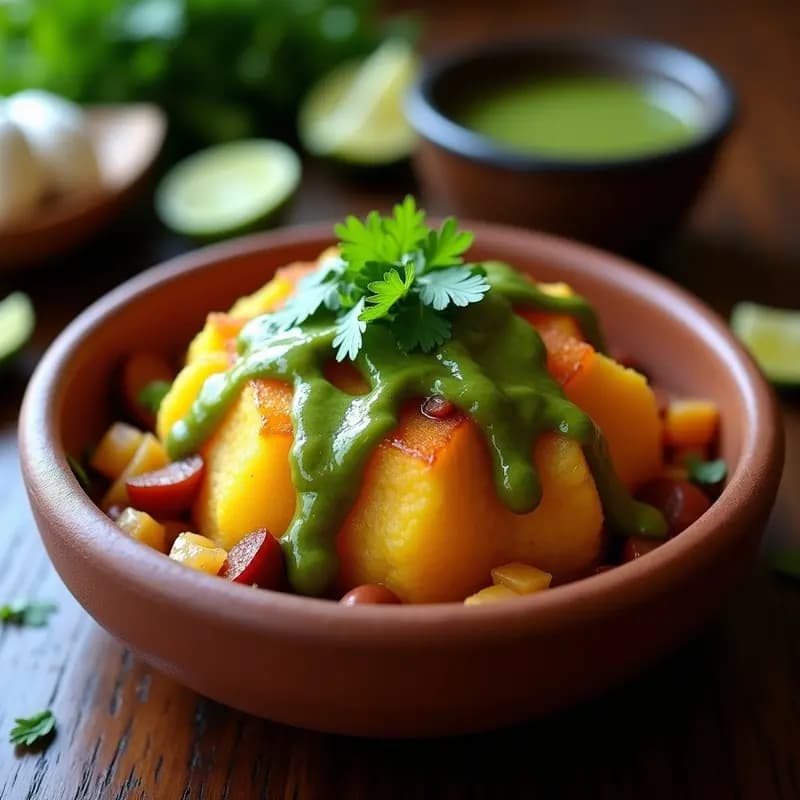 Mofongo de Yautía y Garnacha con Mojo Criollo: Receta Puertorriqueña Sin Gluten