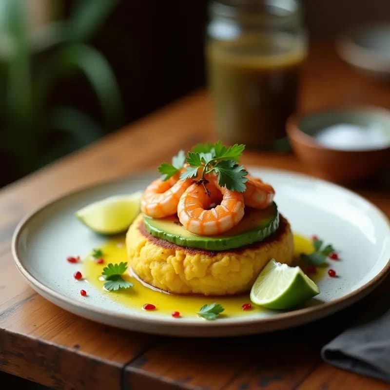 Mofongo de Yuca y Aguacate con Camarones al Ajillo: Receta Puertorriqueña Fusion
