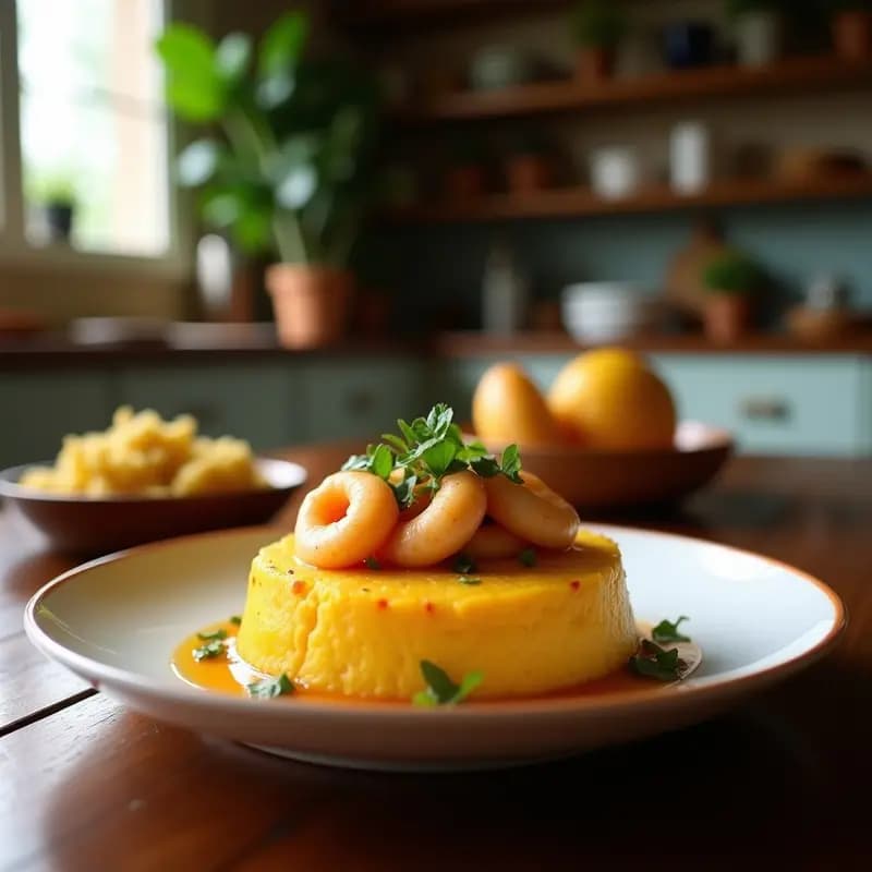 Mofongo de Yuca con Camarones al Ají Dulce: Receta Puertorriqueña Tradicional en 25 Minutos