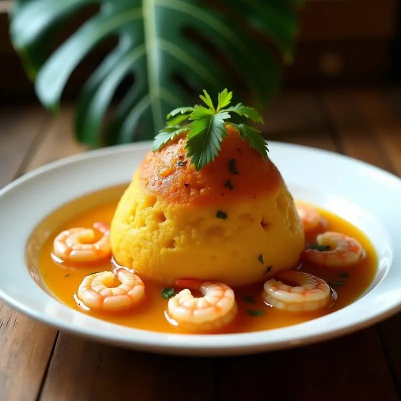 Mofongo de Yuca con Camarones y Caldo de Cangrejo: Receta Dominicana Gourmet