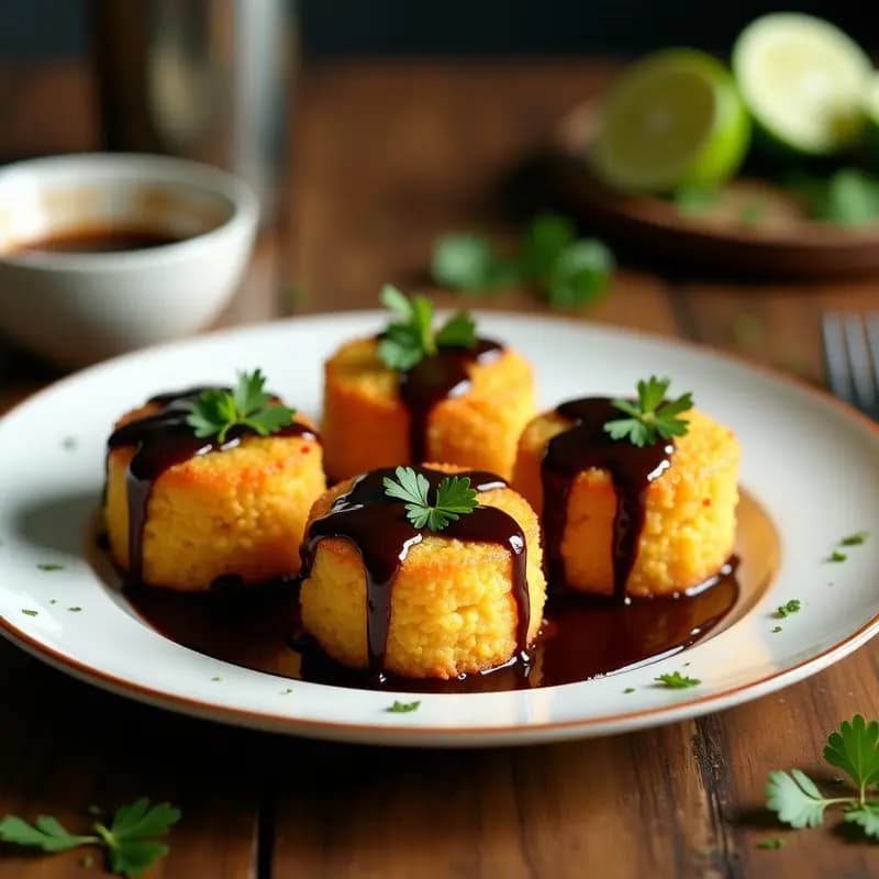MOFONGOS de yuca y chorizo vegano con crema de ajo negro Receta Puertorriqueña sin gluten