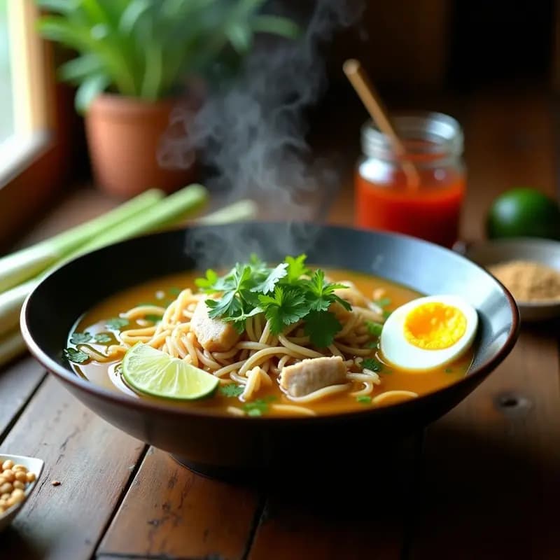 Mohinga de Birmania con Fideos de Arroz y Jengibre: Desayuno Tradicional y Reconfortante