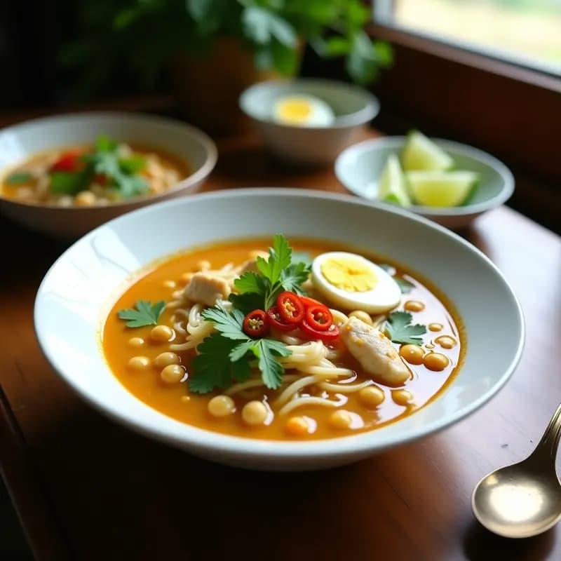 Mohinga Birmana con Fideos de Arroz y Limón: Sopa de Desayuno Alta en Proteína y Sabores Exóticos