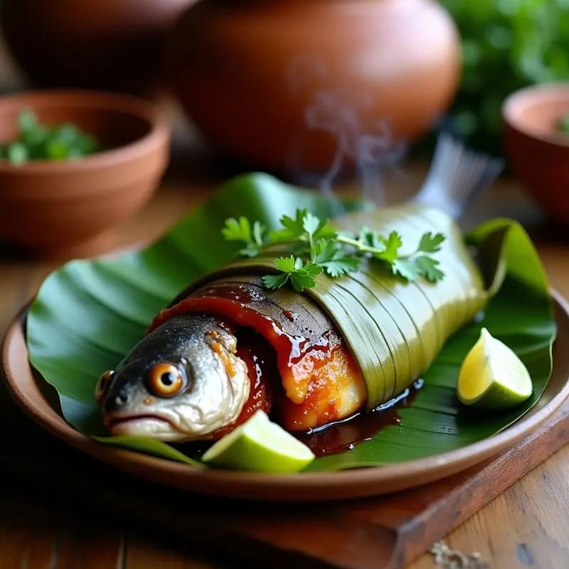 Mojarra a la Talla con Adobo de Guajillo: Pescado Mexicano Asado en Hoja de Plátano
