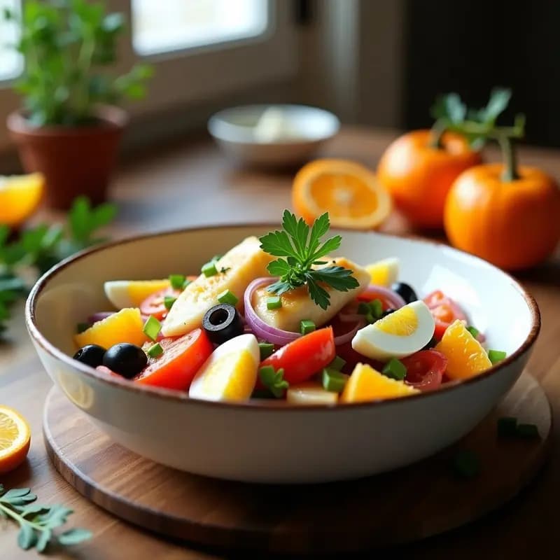 Mojete Murciano con Bacalao Desalado y Naranja: Ensalada de Invierno Sin Gluten