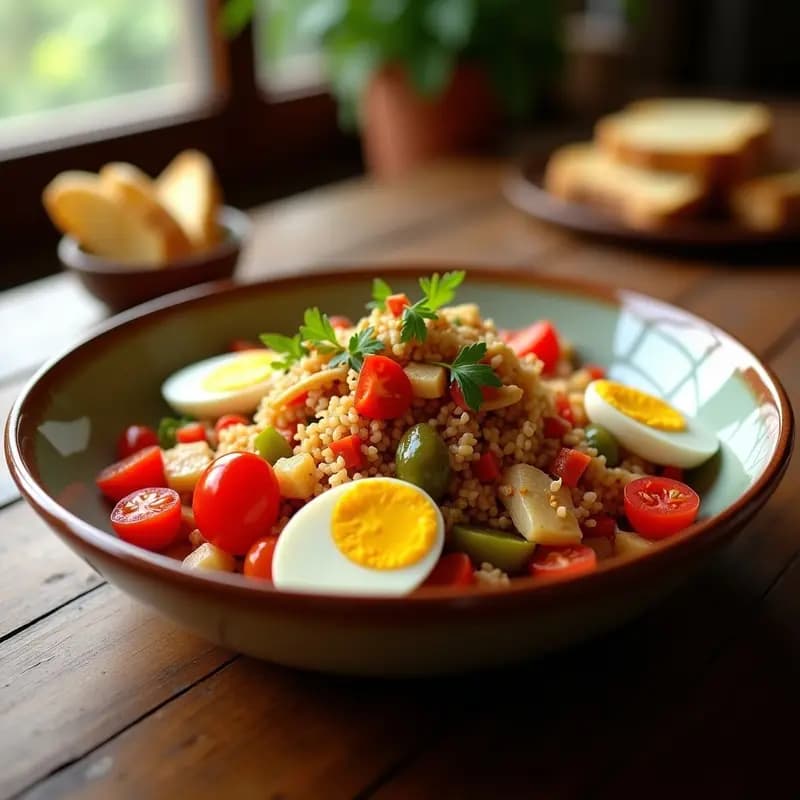 Mojete murciano de bacalao y pimientos: Ensalada tradicional con huevo duro