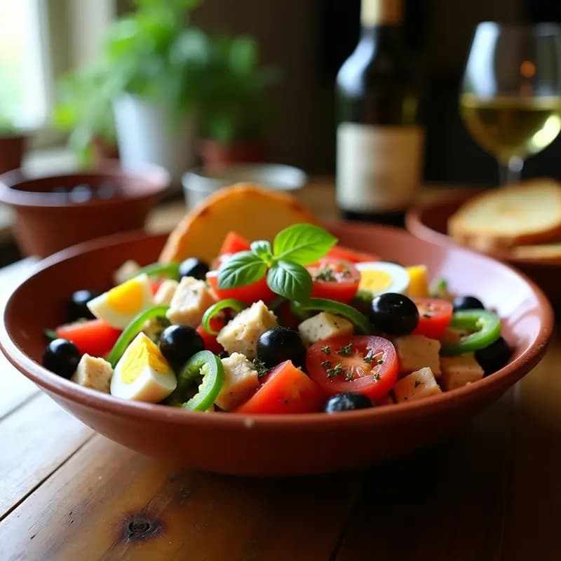 Mojete Murciano: Ensalada de Tomate, Pimiento y Atún con Aceite de Oliva