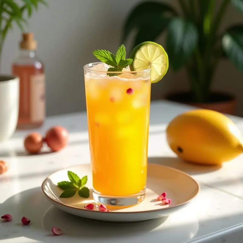 Moji de Mango y Limón: Bebida Iraní Refrescante y Sin Azúcar con Agua de Rosas