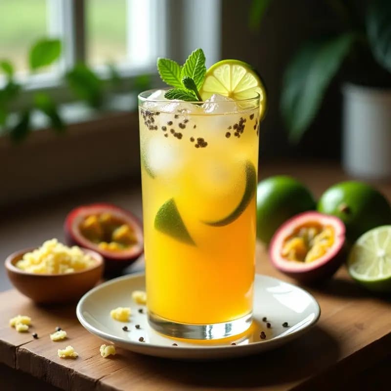 Moji de Maracuyá y Lima con Jengibre: Bebida Brasileña Detox y Refrescante