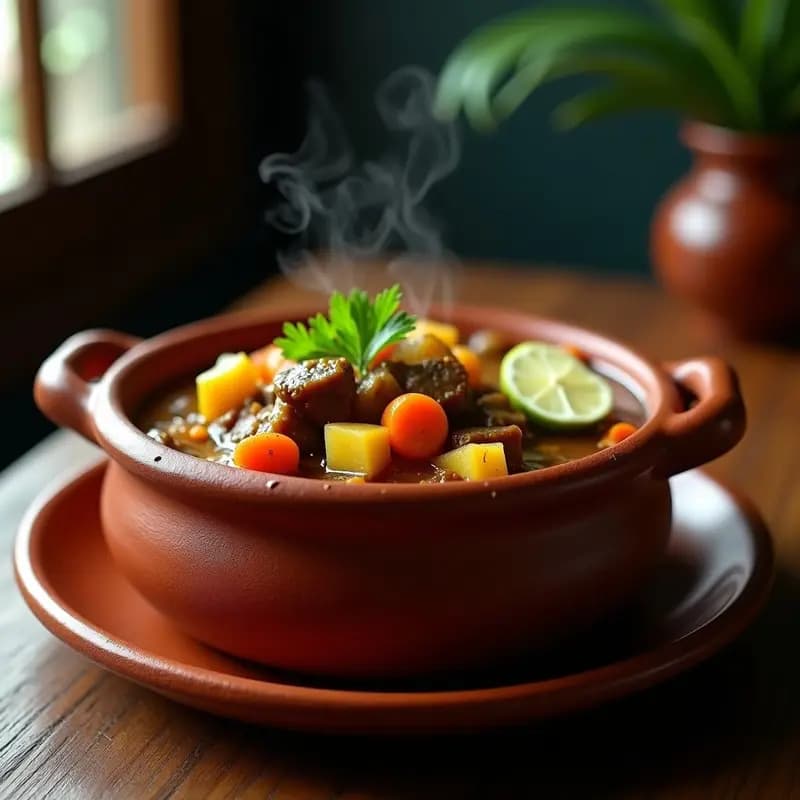 Moji de Plátano Macho con Carne y Verduras: Guiso Dominicano con Plátanos Verdes en Cocido