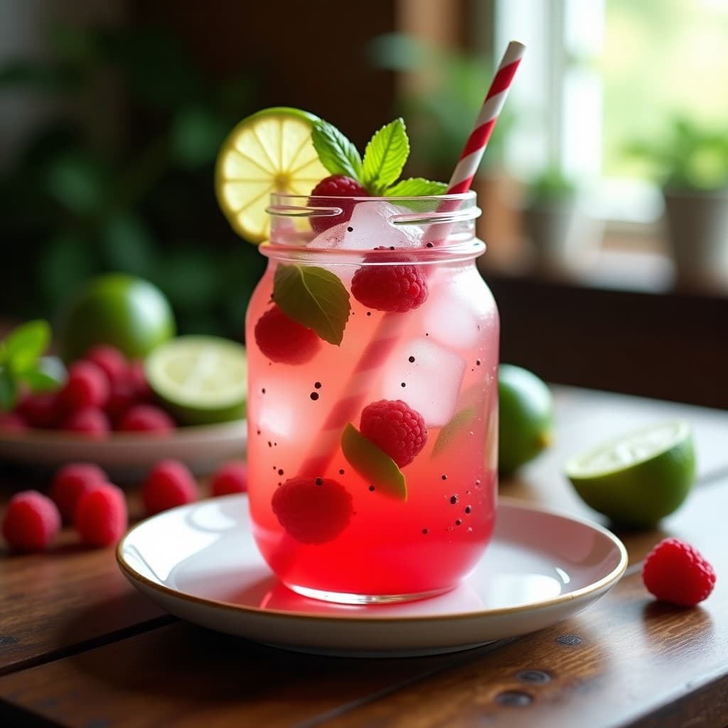 Mojito de Frambuesa y Albahaca: Bebida Refrescante Sin Alcohol con Toque Cubano